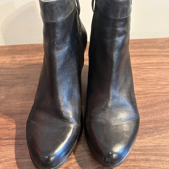Regarde-Le-Ciel Womens Boot Sz 41 9.5 Black Leather Bootie Block Heel Ankle - Picture 4 of 12